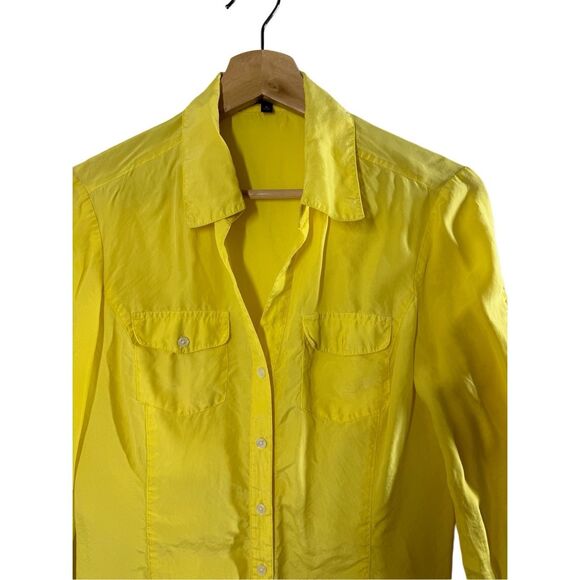 Express Yellow Long Sleeve Button Up Shirt Blouse Size S Collared Pockets - Picture 4 of 9
